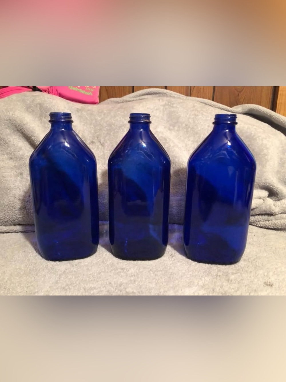 Philips Cobalt Blue Glass Bottle with Embossed Base (3) 9 inch